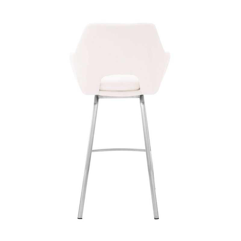 30&#34; Aura Swivel Counter Height Barstool with White Faux Leather Brushed Stainless Steel - Armen Living, 6 of 12