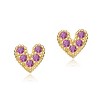 Guili 14K Yellow Gold Heart Stud Earrings with Gemstone Inlay, A Whimsical Chic Design for Everyday Sparkle and Festive Celebrations - 2 of 3