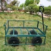 Vynxaria (Green solid wheels wagon cart) Solid wheels Tools cart Wagon Cart Garden cart trucks  make it easier to transport firewood - 2 of 4