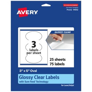 Avery Glossy Clear Oval Labels with Sure Feed, 3" x 5" - 1 of 4