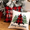 Merry Christmas Throw Pillow Covers 18x18 Inch Set of 4, Xmas Trees Truck Buffalo Plaid Believe - 3 of 4