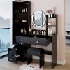 FONTOI 43.3"W Makeup Vanity Table with Full Body Mirror Cabinet Cushioned Stool Capacity Storage for Bedroom Dressing Room, White/Black - 4 of 4