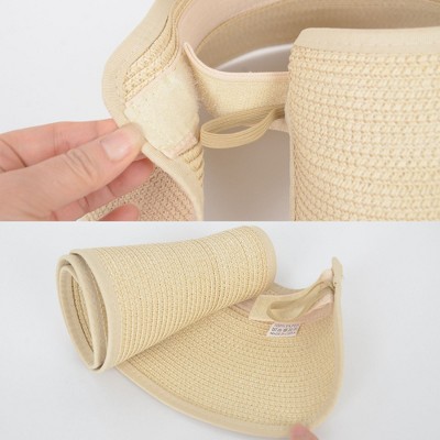 Anna-Kaci Wide Brim Roll-Up Straw Sun Visor Lightweight Packable Open-Top Beach Hat for UV Protection - image 5