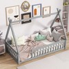 KWPZQEB Floor Bed with Safety Guardrails for Kids, Montessori Bed with Tent-Shaped & Wood Slats, Floor Bed Frame for Girls and Boys - 3 of 4