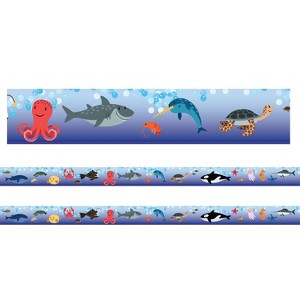 Charles Leonard Borders/Trims, Magnetic, Rectangle Cut - 1-1/2" x 24", Sea Life Theme, 24' per Pack, 2 Packs - 1 of 2