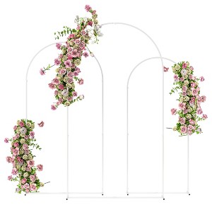 Outsunny Metal Arch Backdrop Stand Set of 3, 7/6.5/6 ft Wedding Arch Frame, Balloon Backdrop Arch Stand Set for Birthday Party - 1 of 4
