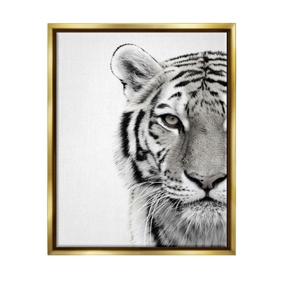 Stupell Industries White Tiger Close Up Black and Photography
