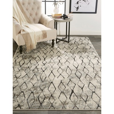 Ivory and Gray Rectangular Reversible Cotton Rug