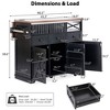 46.5'' Farmhouse Kitchen Island with Drape of Beads, Power Outlet, Rolling Kitchen Cart on Wheels with Drop Leaf, 3 Doors, 3 Drawers for Home - 3 of 4