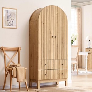 SinCiDo Arched Cabinet, 71 "High Pantry Cabinet, with Adjustable Shelves and 2 Large Drawers, Cabinet, for Living Room, Bathroom, Kitchen - 1 of 4