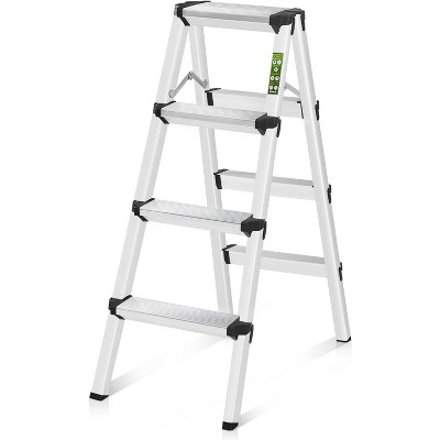 Aluminum Step Ladder Folding Ladders for Home Office with Anti-Slip Wide Pedal Lightweight Multipurpose Workbench
