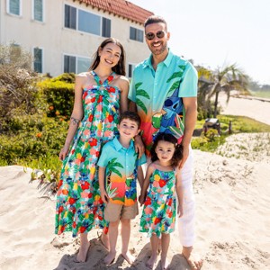 PATPAT Family Matching Outfits Disney Stitch Tropical Print Set Short Sleeve Daddy and Son Matching Shirts - 1 of 4