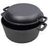 2 in 1 Pre-Seasoned Cast Iron Dutch Oven With Dual Handles, Outdoor Camping Deep Pot for Cooking BBQ Baking Campfire, 5 Quart.With 1pc Iron Pot Rack. - 2 of 4