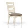 Ladder Back Side Chair Set of 2, Caramel Finish with Taupe Upholstered Seat, Rustic Farmhouse Dining Chairs - 3 of 4