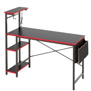 Bestier 52 inch Gaming Computer Desk with LED Lights & Shelves in Black Marble, Reversible desk - 1 of 4