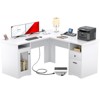 L-Shape Desk with Charge Station, Computer Desk Workstation with File Cabinet and Drawers for Office - 4 of 4