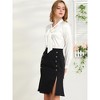INSPIRE CHIC Women's Irregular Dotted Printed Work Long Sleeve Front Tie V Neck Blouse - 2 of 4