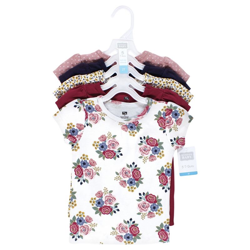 Hudson Baby Girl Short Sleeve T-Shirts, Blush Navy Floral, 2 of 8