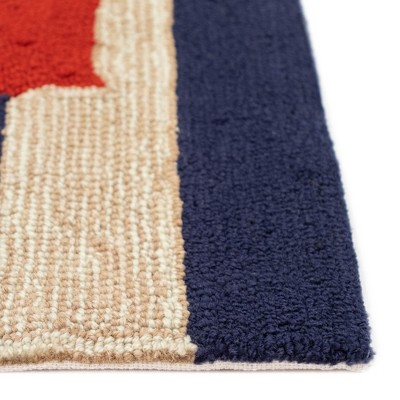 Nautical Bliss Navy 24"x60" Hand-Tufted Indoor/Outdoor Anchor Rug