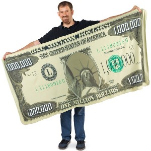 Collections Etc Million Dollar Bill Novelty Blanket 71.25" x 35.25" x 0.13" Green - 1 of 2