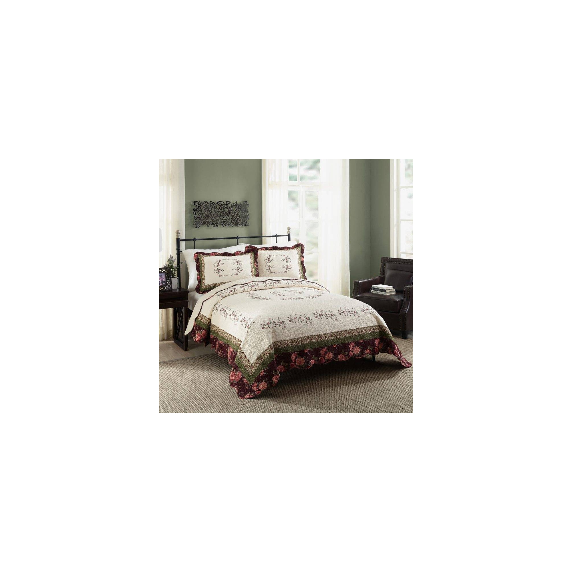 Modern Heirloom King Brooke Quilt Set Ivory: Embroidered Coverlet, Machine Washable, 3-Piece