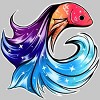Men's Design By Humans Colorful Betafish Sparkles By GalacticBetta T-Shirt - 2 of 2