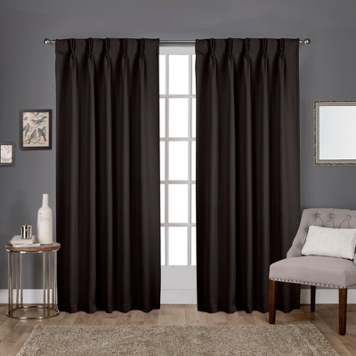 Exclusive Home Sateen Pinch Pleat Woven Blackout Back Tab Window Curtain Panel Pair