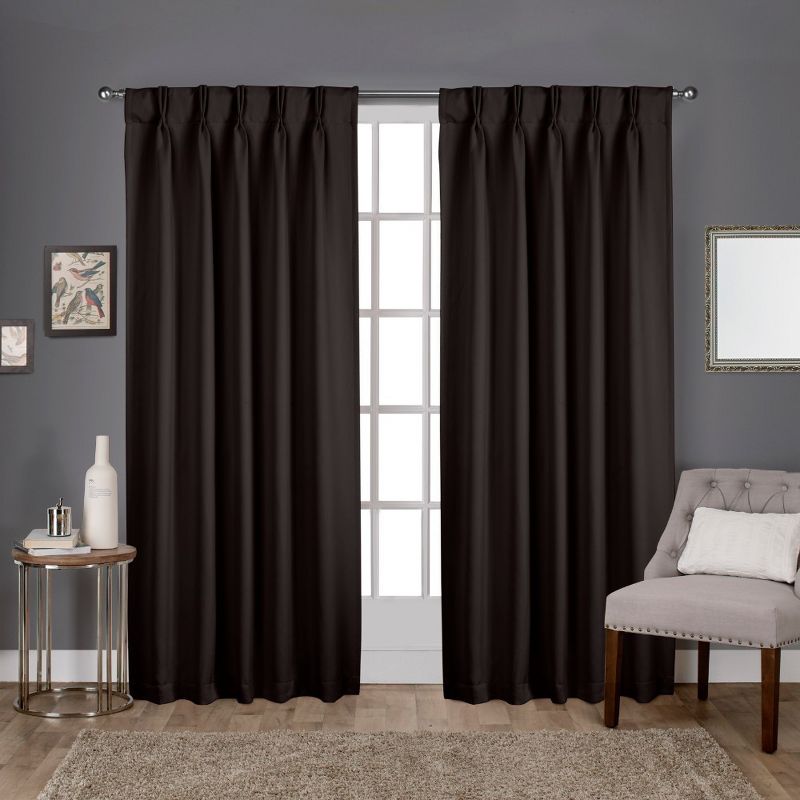 Exclusive Home Sateen Pinch Pleat Woven Blackout Back Tab Window Curtain Panel Pair, 1 of 7