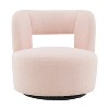 Teddy light pink swivel bucket chair, made of soft teddy fabric, round decorative chair - 4 of 4