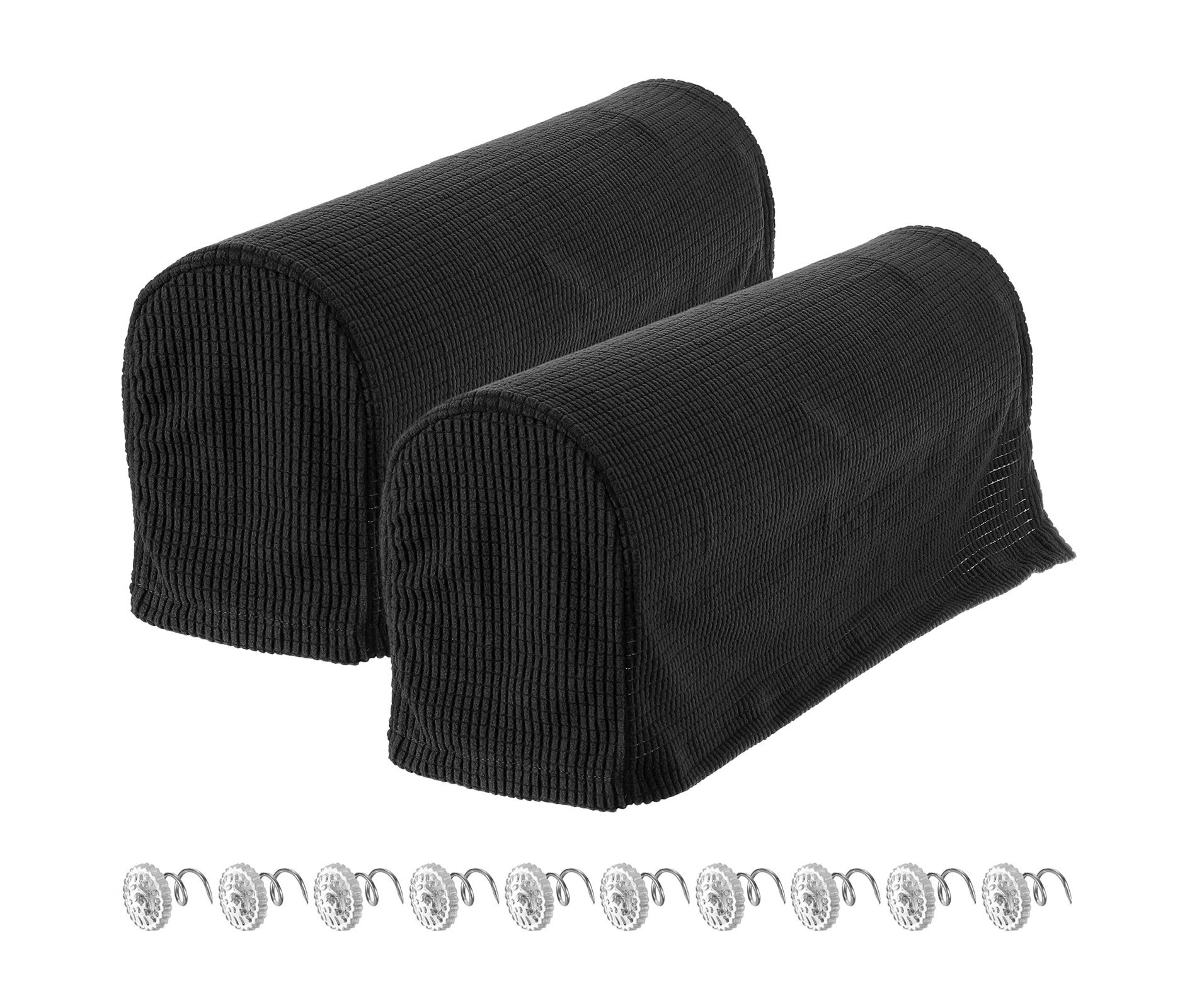 Unique Bargains Stretchy Anti-Slip Sofa Couch Armchair Covers Extra Large with Pins 2 Pcs Black