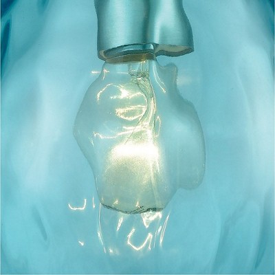 Aqua Teardrop Glass Mini Pendant Light with Satin Nickel Finish