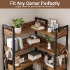 65.4 in 5-Tier Corner Bookshelves, Convertible Storage Shelf with 4 Hooks, Retaining Panel, Tall Wooden Display Shelf with Metal Frame - 4 of 4