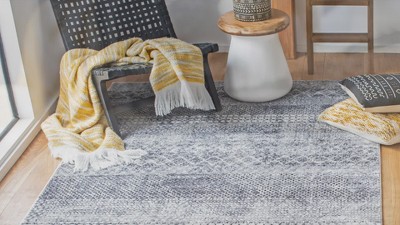 Amelia 8' x 10' Grey and Gold Synthetic Reversible Area Rug