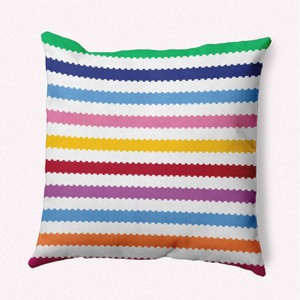 16"x16" Spring Zippy Striped Square Throw Pillow - e by design: Indoor Comfort, Reversible Design - 1 of 4