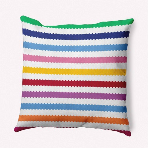 16"x16" Spring Zippy Striped Square Throw Pillow - e by design: Indoor Comfort, Reversible Design - image 1 of 4