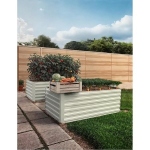 2pcs Galvanized Raised Garden Bed,Deep Root Planter Box for Vegetables,Flowers,Herbs-Large Metal Raised Garden Bed Kit Outdoor - 1 of 4