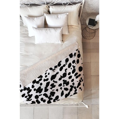 Amy Sia Animal Spot Black and White  Fleece Blanket - Deny Designs
