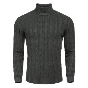COOFANDY Men's Slim Fit Turtleneck Sweater Casual Twisted Knitted Pullover Sweaters - 1 of 4