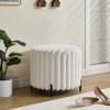 FONTOI 22.05" Upholstered Round Ottoman Foot Rest, Footstool for Living Room Bedroom Entryway, Beige, 22.05"*19.29"*22.05" - 4 of 4