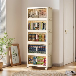 Aortzio 19.69"W 5 Tier Stackable Foldable Storage Bins With Lids And Wheels - 1 of 4