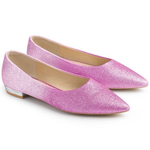 Allegra K Women's Pointed Toe Ballet Flats Shoes Pink 9.5 : Target