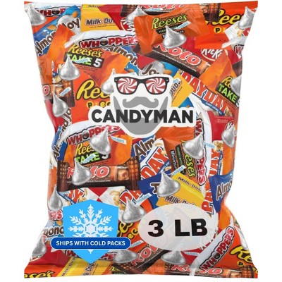 CANDYMAN 3 Pound Gift Box Mix of Chocolate, Individually Wrapped Assorted Bulk Candy Chocolates Variety Pack