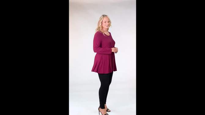24seven Comfort Apparel Womens Poised Long Sleeve Swing Plus Size Tunic Top, 2 of 7, play video