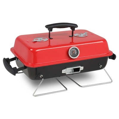 ROVSUN 20'' Portable Charcoal Grill with Thermometer & Handle, Metal Compact Tabletop BBQ Grill , Outdoor Cooking Barbecue for Camping Picnic Patio