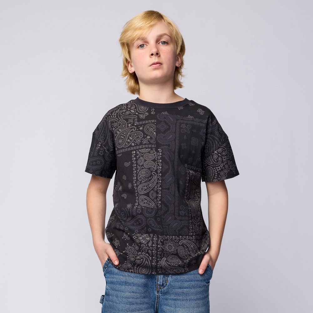Pacsun Kids Boys' Oversized Graphic T-Shirt - Black Bandana Print S