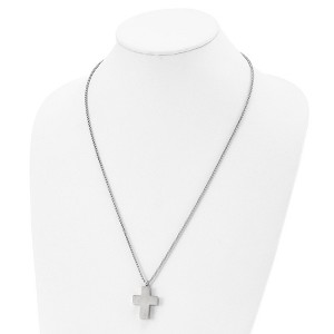 Chisel Stainless Steel Brushed and Polished Reversible Cross Ash Holder on a 24" Box Chain Necklace - 1 of 3