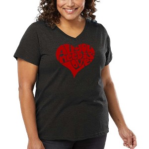 LA Pop Art Women's Word Art V-Neck - All You Need Is Love - 1 of 4