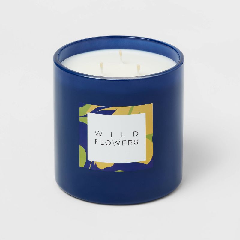 3-Wick 28oz Glass Wildflowers Candle Blue - Opalhouse&#8482;, 4 of 6