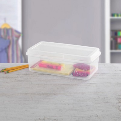Clear Plastic Stackable Rectangular Storage Bin with Detached Lid, 6-Pack