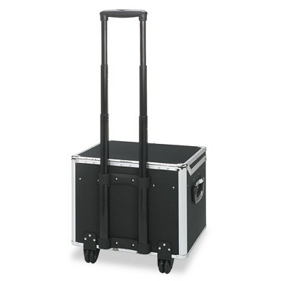 Black and Chrome Locking Mobile File Chest with Telescopic Handle